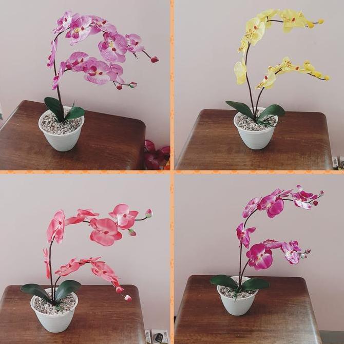 bunga anggrek hias plastik angkrek anggrek bulan vas bunga hiasan meja