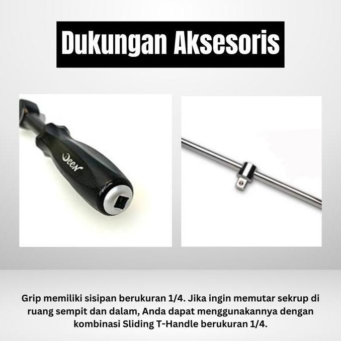 Handle Shock Putar DEEN DNR-60TWS SQ 1/4" Quick Twist Kunci Ratchet - Orinal Japan