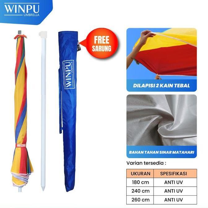 WINPU PAYUNG TENDA JUALAN BESAR PELANGI (180CM-260CM) 2 LAPIS