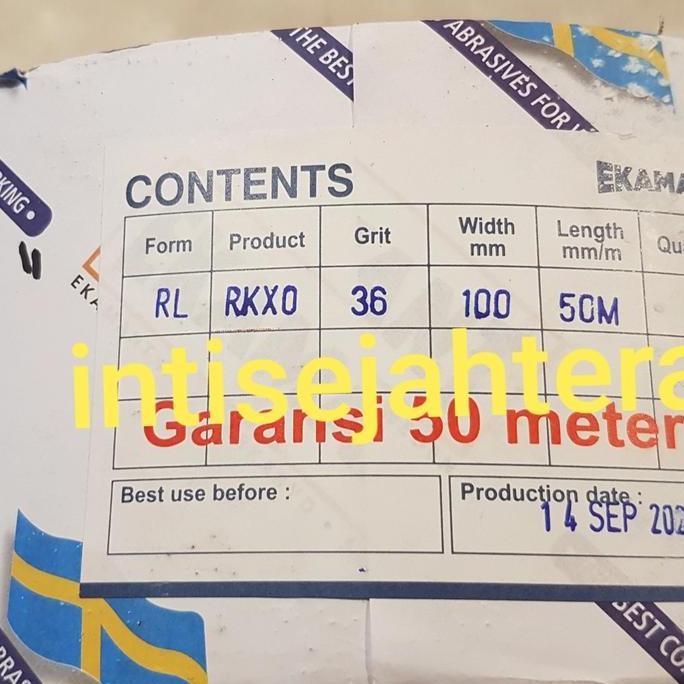 Amplas Ekamant roll 4"x50m grit 36 grit kasar kain kaku Rkxo