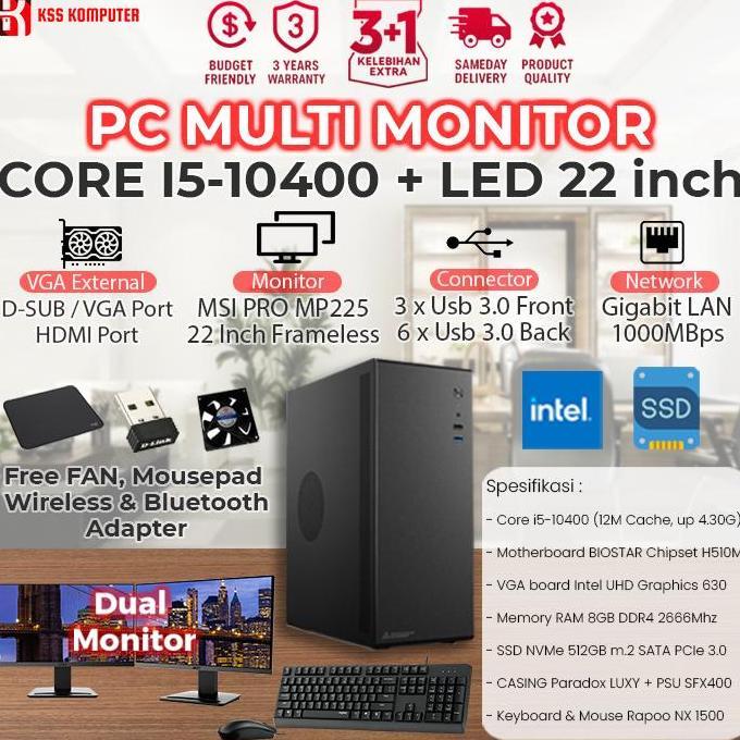 SAMIRAH_BYS - KOMPUTER / PC RAKITAN TRADING CORE I5 14, RAM 16GB, MULTI MONITOR FRAMELESS