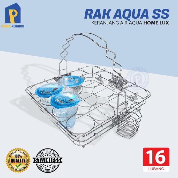 Rak Aqua Stainless 16 Lubang 4 x 4 Keranjang Air Aqua Gelas