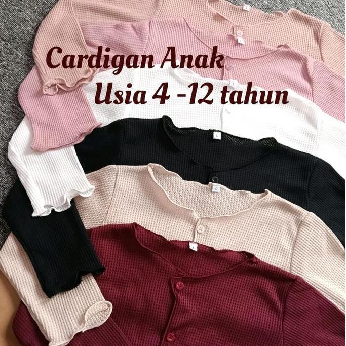 Shiftx- Cardigan Anak Perempuan Untuk Umur 4 -12 Tahun// Korean Waflle Rajut