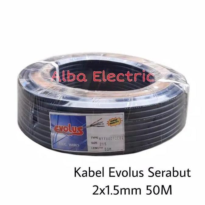 Kabel Listrik Serabut 2X1.5 Mm Nyyhyo Evolus Kabel Serabut Hitam 2X1,5
