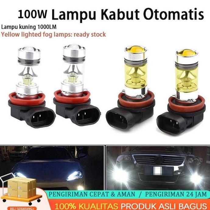 NAVHOKA 2pcs Mobil Led Lampu Kabut Led H11 H8 4300K 100W 1500LM Super Terang Warna Kuning PUITH Lamp