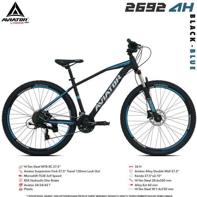 Terlaris Sepeda Gunung 27,5 Aviator 2692 Ah Hidrolic 27 Speed Forklock Suspention