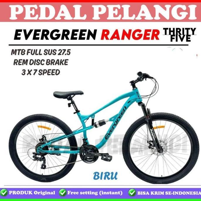 Terlaris Sepeda Gunung Mtb 27.5 Inch Evergreen Ranger R 35 Full Suspension 21 Speed