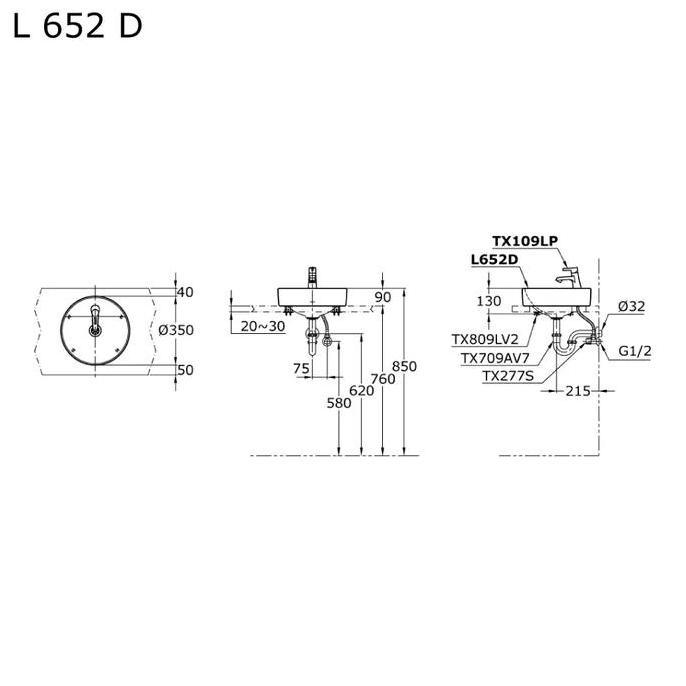 Wastafel meja TOTO L652D (Varian) /Wastafel TOTO L652D (Ojek instan)