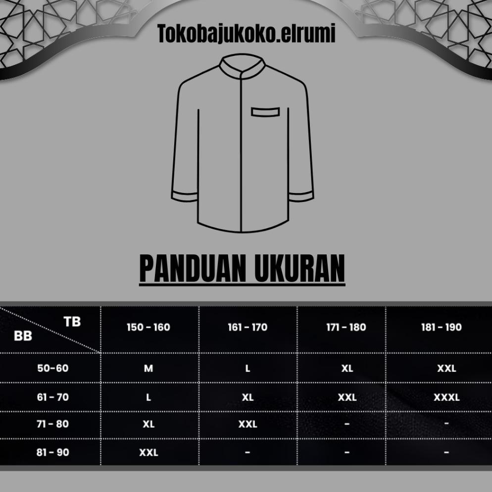 Promo  Baju Koko Pria Dewasa Elrumi Lengan Panjang Kombinasi Batik Warna Putih List Hitam Bisa Cod