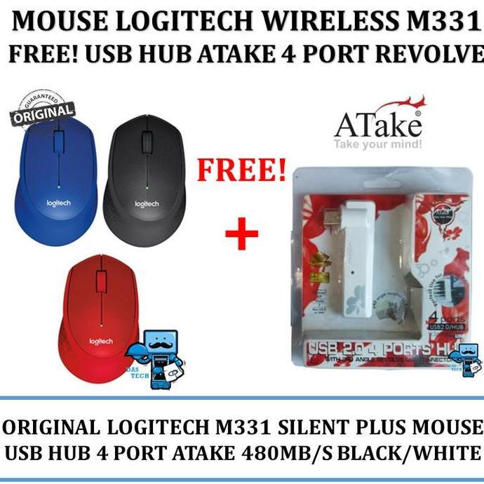 DF177 >> Mouse Wireless Logitech M331 FREE bonus Usb Hub Atake 4 Port Revolve