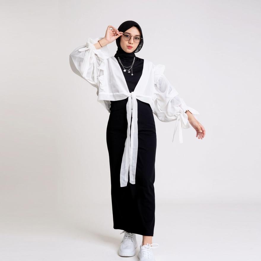 Limited Dress Serayu Rompi Outer Putih Gamis Maxy Wanita Carlina Fashion