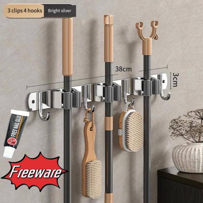 AKARAY Premium Sikat Stainless Steel RakPenait Mop Rack Penjepit Rak Sapu Pel Penjepit Gantungan Pel