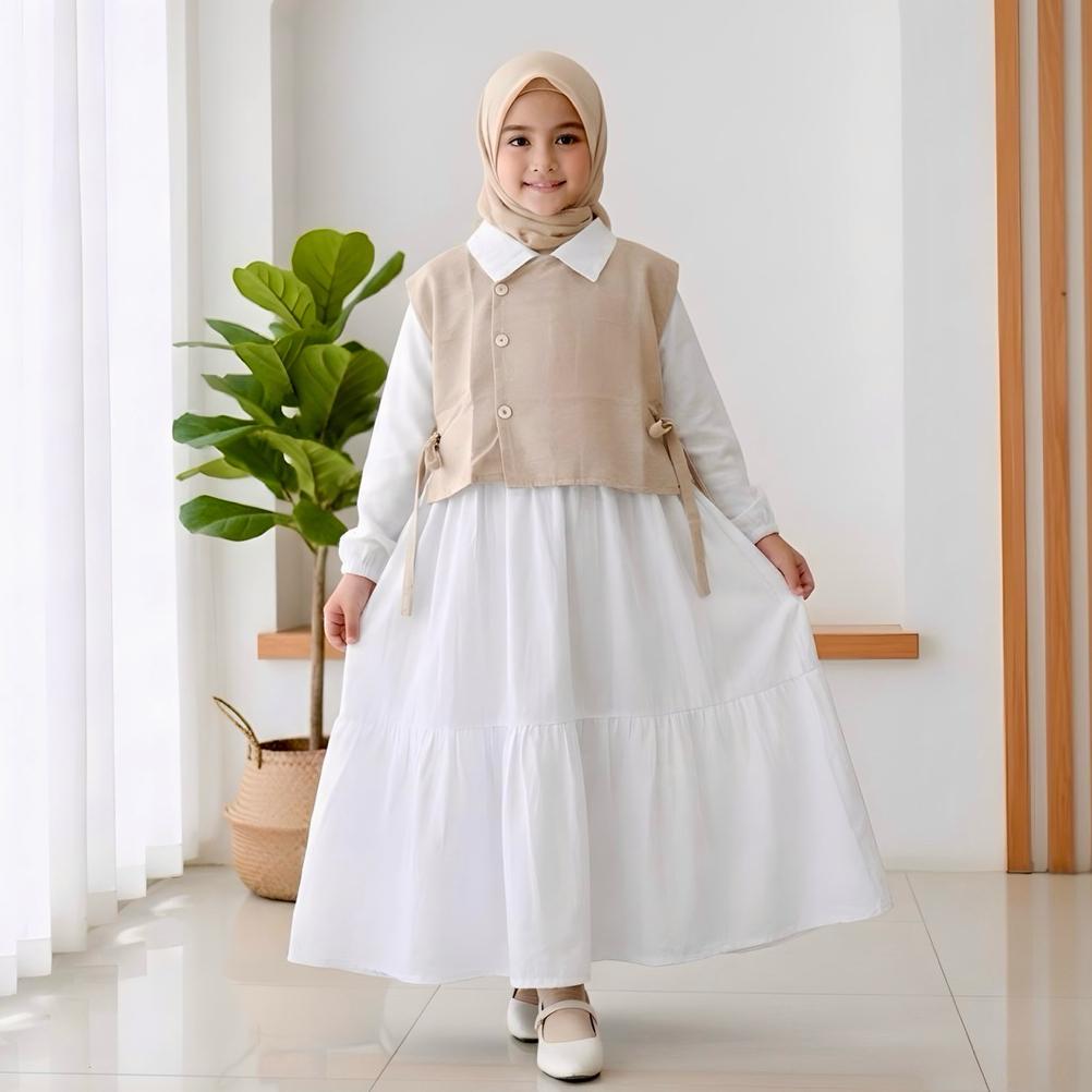 Grosir [ Alba Kids ] Raya Vest Aleea- Gamis Anak Perempuan 2-15 Tahun Gamis Anak Tanggung /Gamis Rem