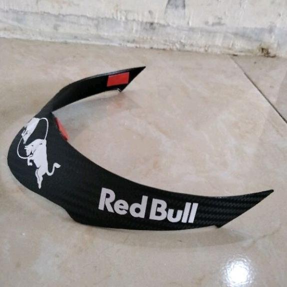 CUCI GUDANG spoiler helm KYT Kyoto carbone motif red bull putih