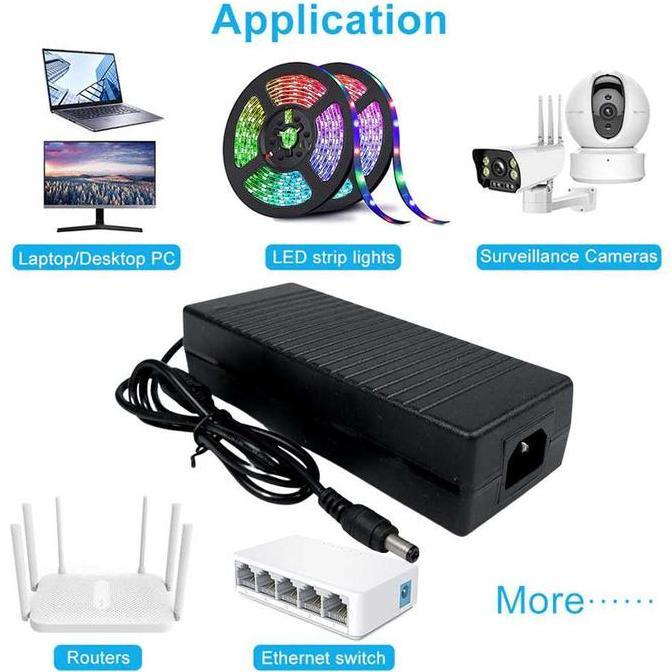 Adaptor Power Supply 12v 12Volt 10A 10 Ampere 120 Watt CCTV Led Strip Router Pompa Vacum Cleaner DC 