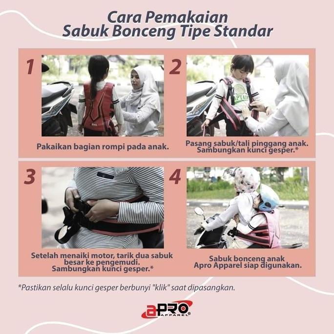 SABUK BONCENG ANAK APRO MULTI PLUS BANTALAN LEHER PENGAMAN BONCENGAN GENDONGAN MOTOR DEPAN BELAKANG