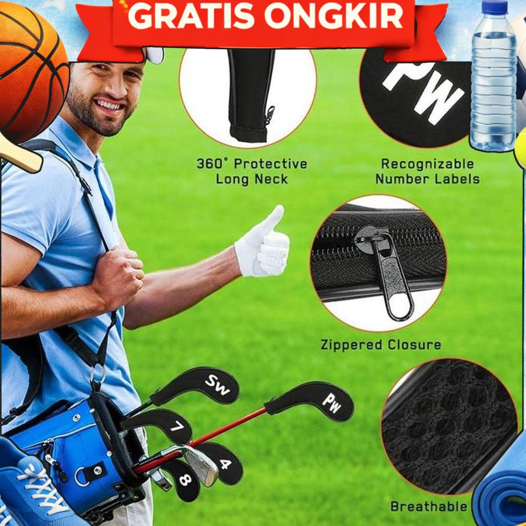 10Pcs/Set Cover Pelindung Kepala Stik Golf Sarung Pelindung Cover Stik Golf Set Iron Club Stik