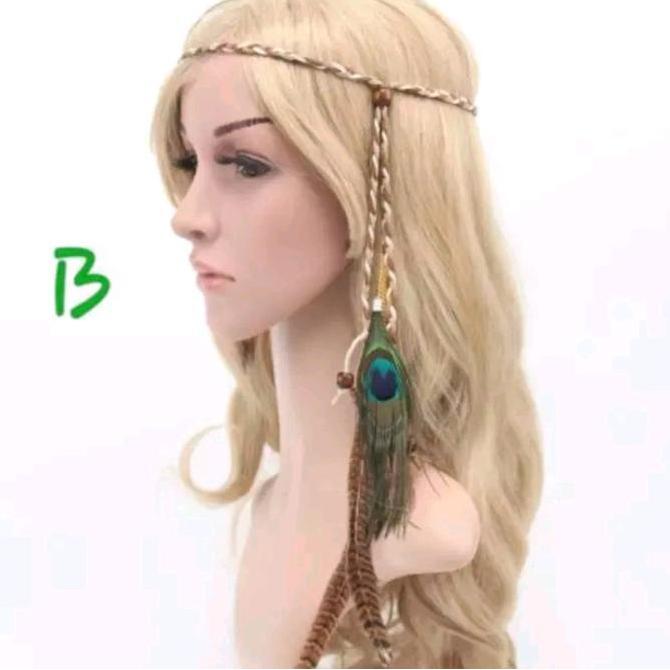 Bagus- Headband Hiasan Rambut Bulu Indian / Hiasan Kepala Bohemian / Boho Bulu Merak