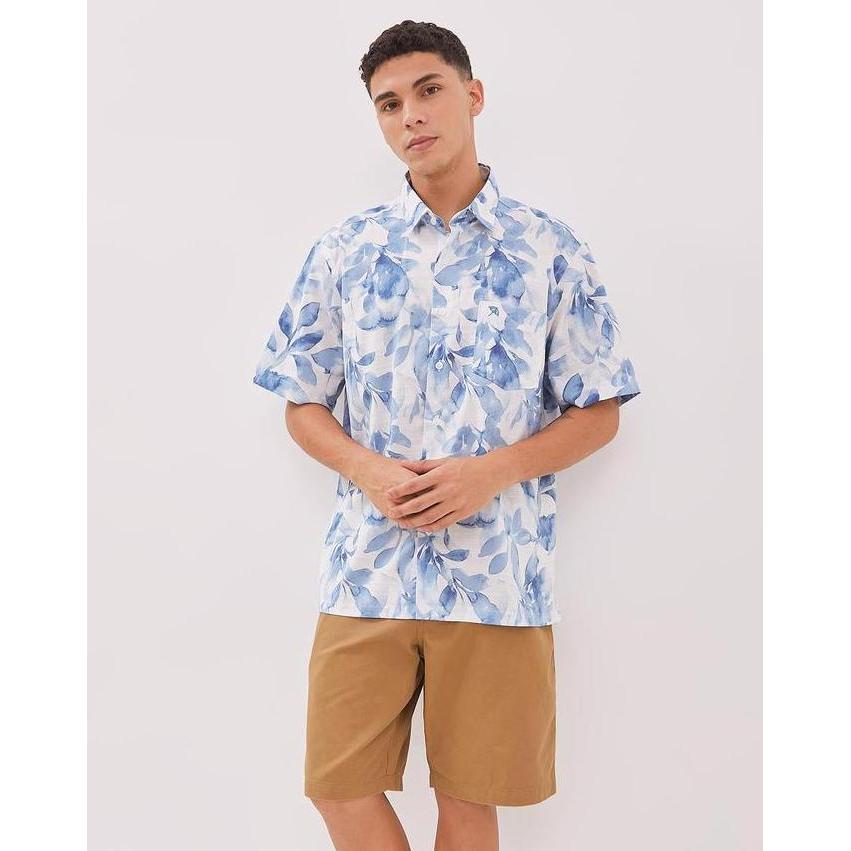 Ready Arnold Palmer Kemeja Lengan Pendek Motif Daun Putih Pria - P-Eace11-N1 | Original 100%