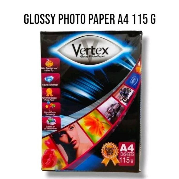 TERBARU 2026 kertas foto vertex A4 115 gr / kertas photo glossy vertex  (100 lembar)