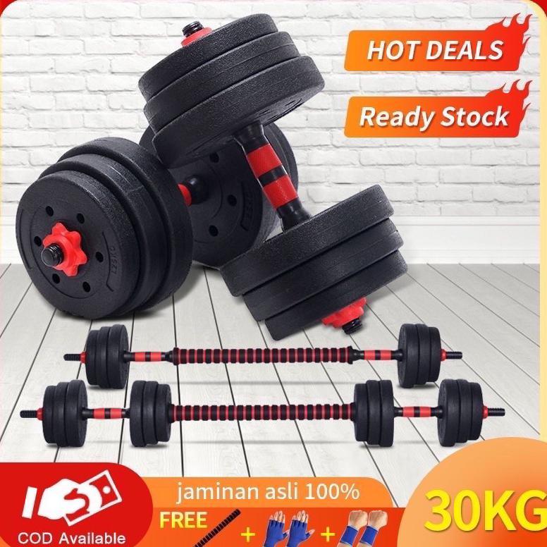 BSM.Medan (KHUSUS GOSEND) Dumbell Barbell Set 3 in 1 (20 - 30 KG) - Dumbel Barbel Bongkar Pasang 20 