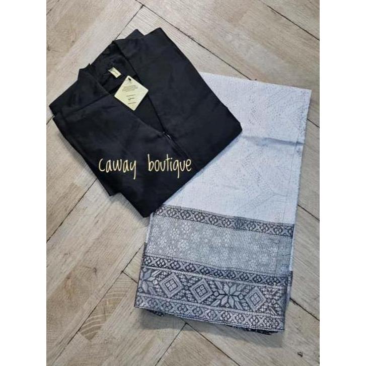 satu set tunik tafeta lapis furing dan rok span jadi + bros KS