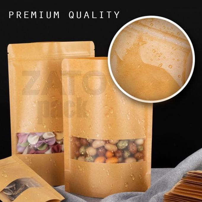 15x22 Kraft paper bag BROWN standing pouch ZATOPACK kemasan packaging