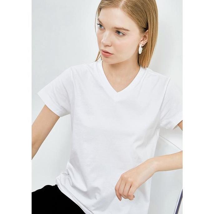 Sedia Executive Basic V-Neck Cotton T-Shirt 5-Tskbsc506O017 Off White | Original 100%