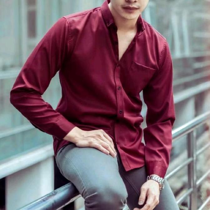 Termurah / Hot Sale Baju Kerja Kemeja Pria Standar Ukuran Casual Distro Premium Lengan Panjang Katun