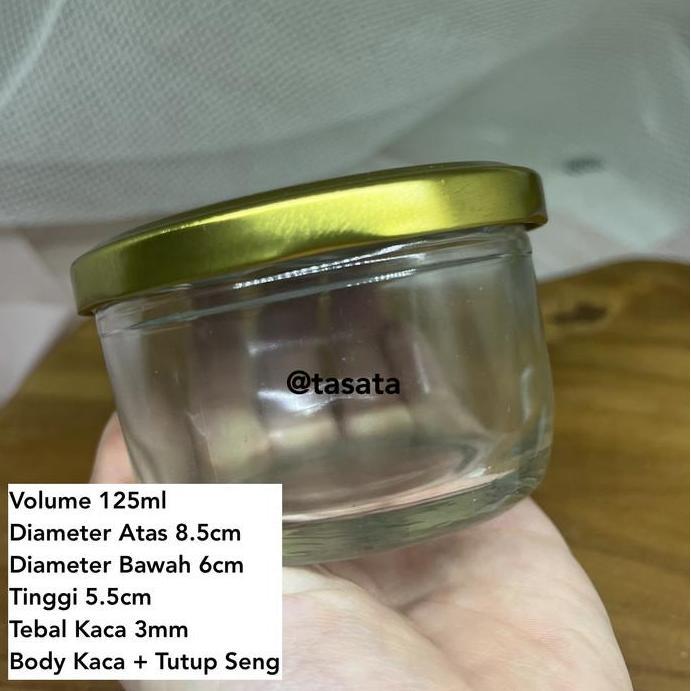 125ml Toples Jar Kaca+Tutup Seng, Mason Jar Botol Serbaguna, Cream pot
