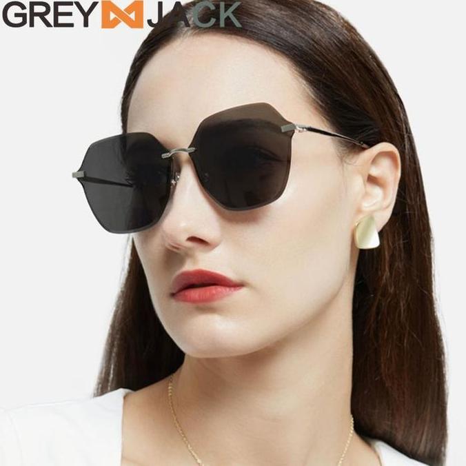 IDSTORE Grey Jack Kacamata Hitam Sunglasses Anti UV400 Sun Protection Rimless Bahan Metal Ringan Fas