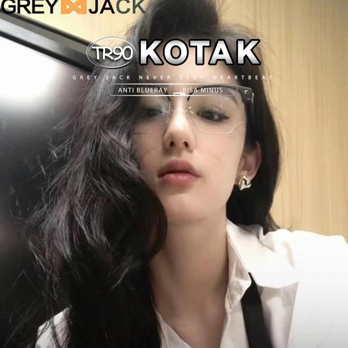 JALACA Grey Jack Kacamata Antiradiasi Blueray Model Kotak TR+Metal Fashion Pria Wanita Bisa Minus Si