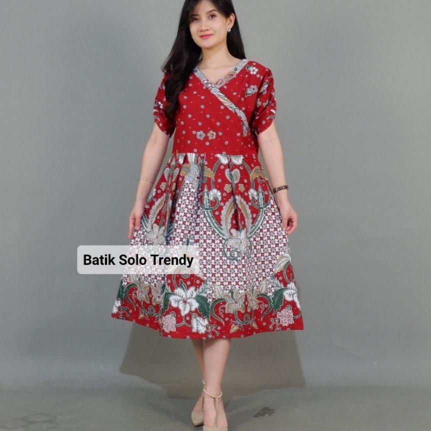 Batik Solo Trendy - Luna Dress Batik Yang Elegan Dan Mewah | Batik Wanita Cocok| Pakaian Kondangan