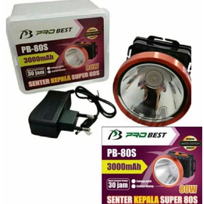 SENTER KEPALA 80 WATT SUPERLED MERK PROBEST PB-80S CAHAYA PUTIH