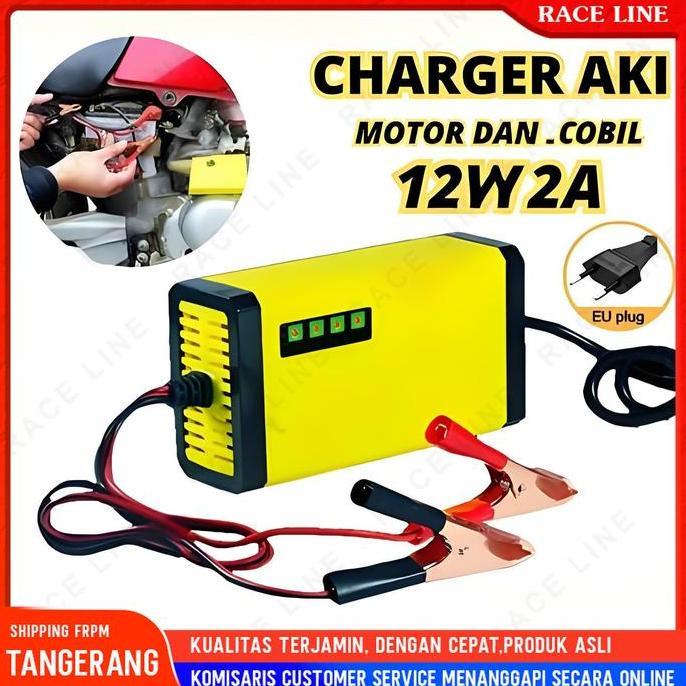 OCARA Casan Aki Motor Mobil Otomatis 2A-20A 12Volt/24Volt Portable Automatic Charger Batterai Cas Ak
