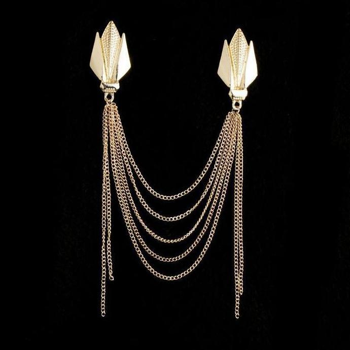 IMAGIN Bros Rantai Jas Pria Wanita Lapel Pin Bros Jas Rantai Pin Kerah Kemeja Pin Bros Rantai