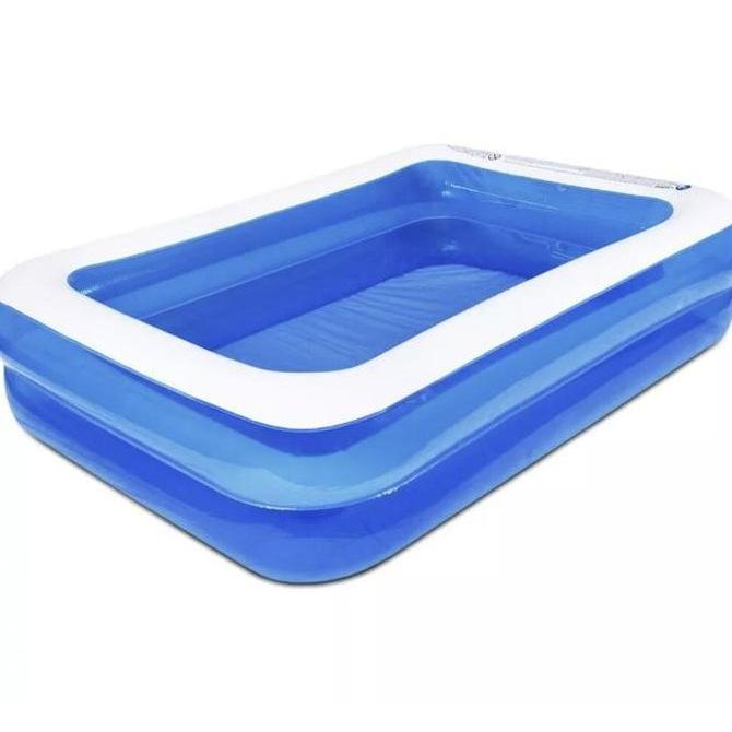 RUMBLY aquatic kolam renang anak jumbo kotak polos biru 305 cm kolam renang anak 3 meter 3 ring- kol