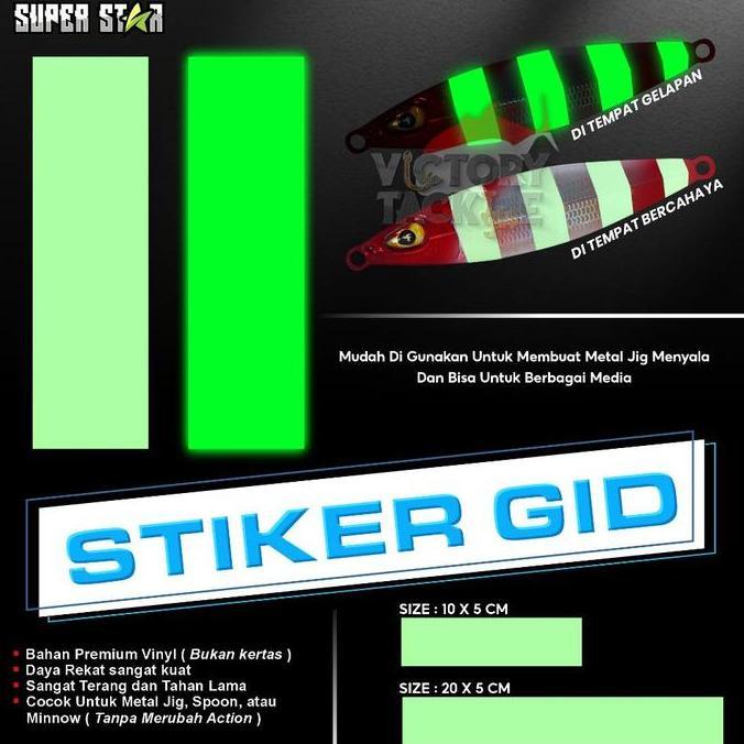 Stiker GID untuk umpan pancing metal jig spoon lure minnow Glow In The Dark Menyala dalam gelap Ikan