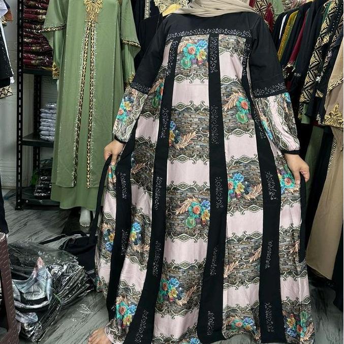 Abaya Premium Gamis Nikmah Silk Jet Black Terbaru Co Saat Live Mewah Motif Muslim Kombinasi