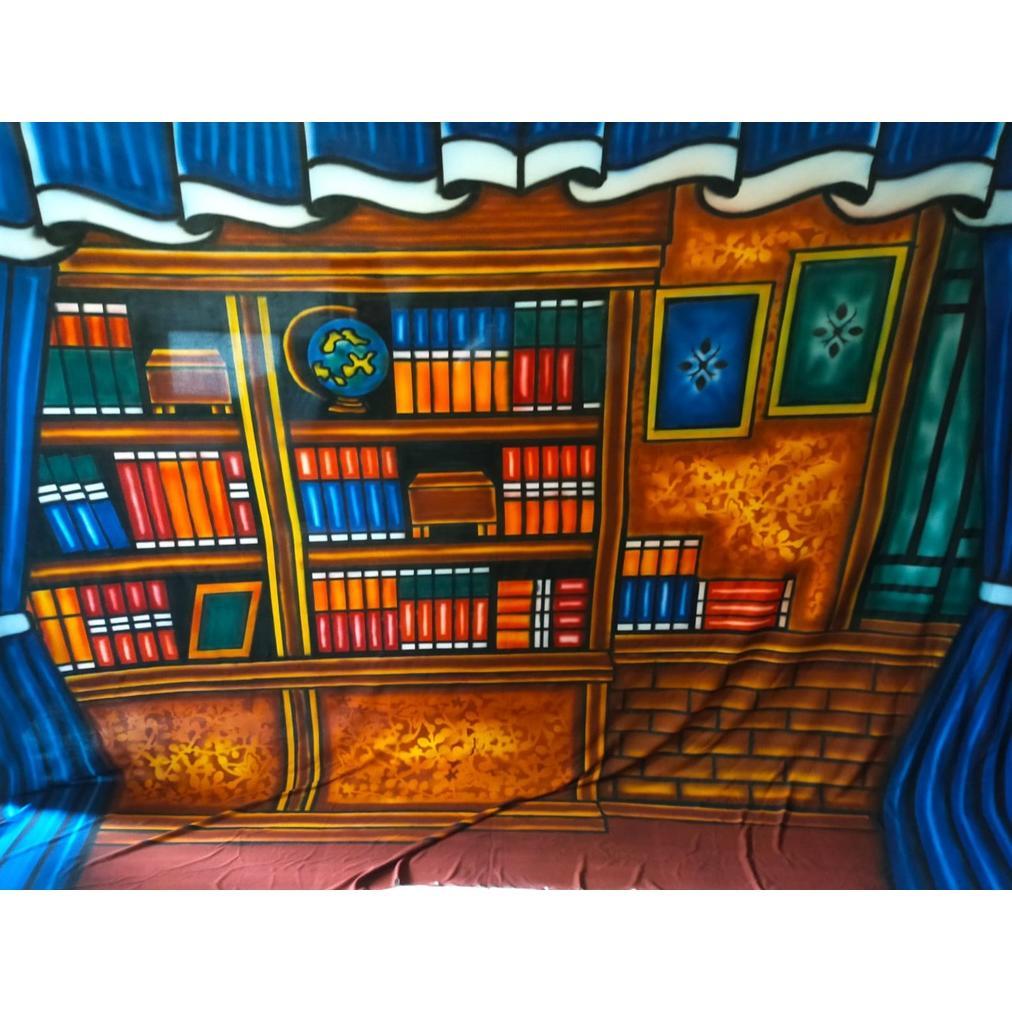 Background Foto wisuda / rak buku ukuran 2,5x3M Backdrop Wisuda