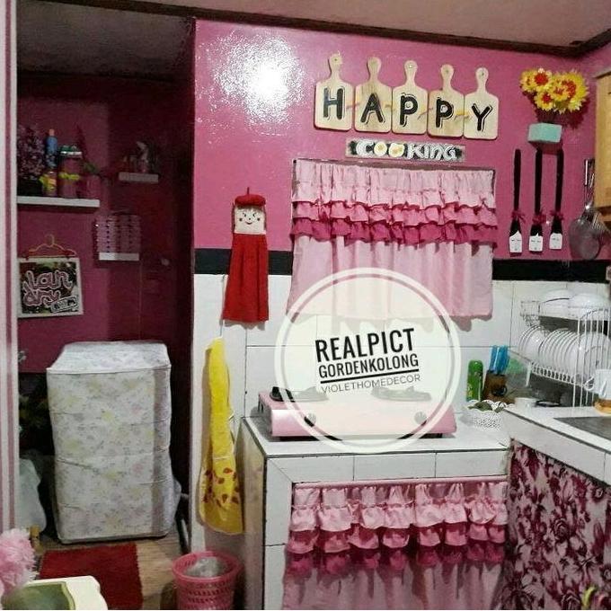 Tirai Kolong Dapur Rempel Susun 3 Kain Katun