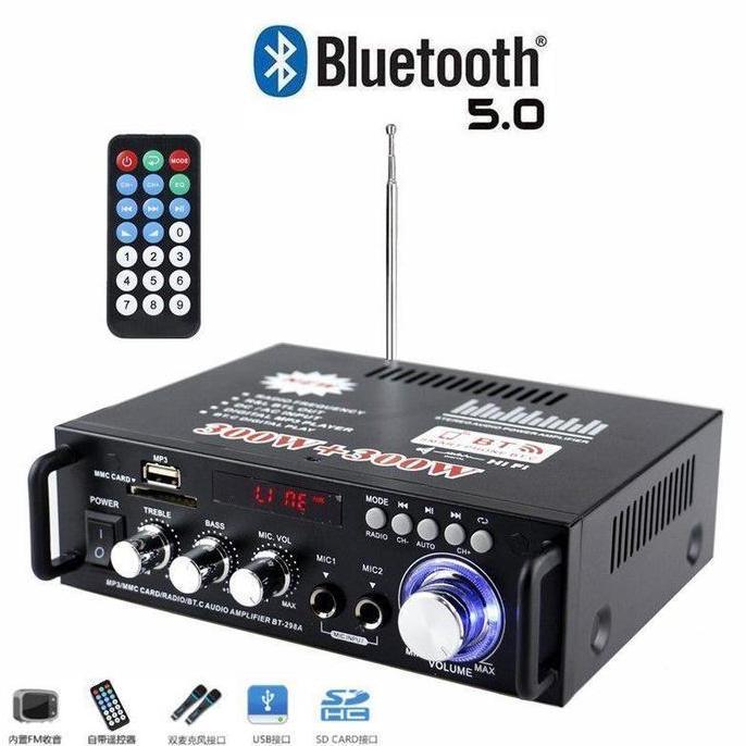 BT-298A POWER AMPLI AMPLIFIER BLUETOOTH KARAOKE HOME THEATER ORIGINAL DAN TERPERCAYA