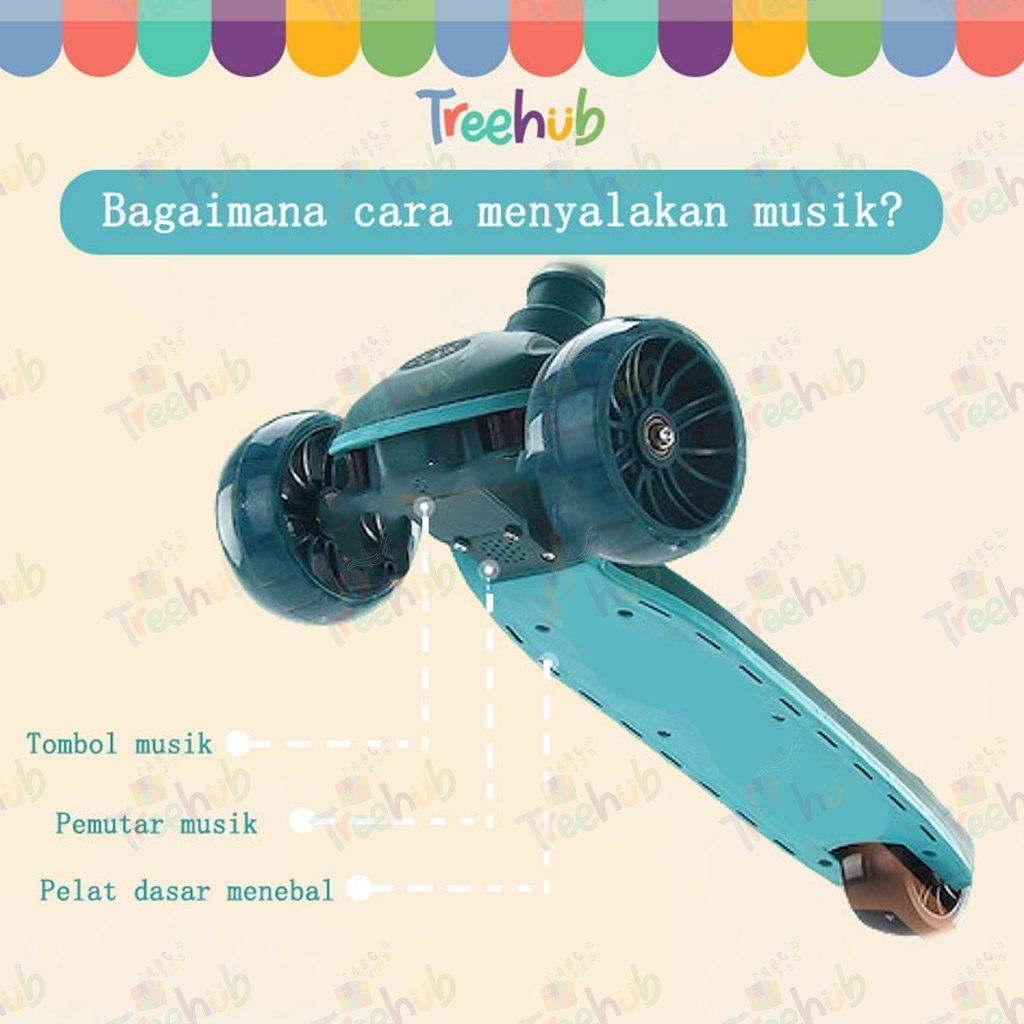 Treehub 3In1 Scooter Anak Skuter Otoped Sepeda Duduk 3 Roda Multifungsi Ada Musik Lagu Lampu Roda Ny