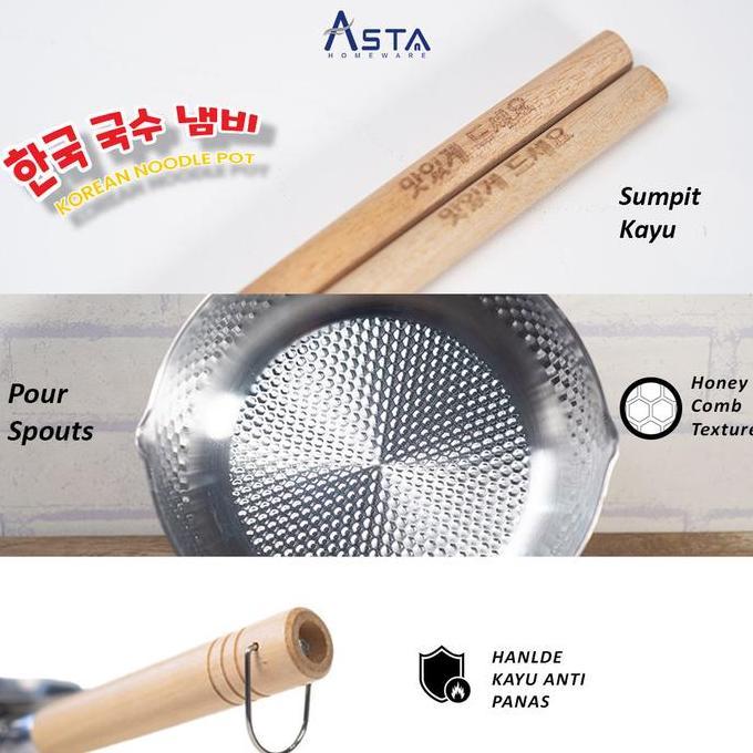 Sedia Asta Panci Mie Rebus Sauce Pan Noodle Pot Stainless 20 Cm Free Sumpit Korea Kitchenware | Orig