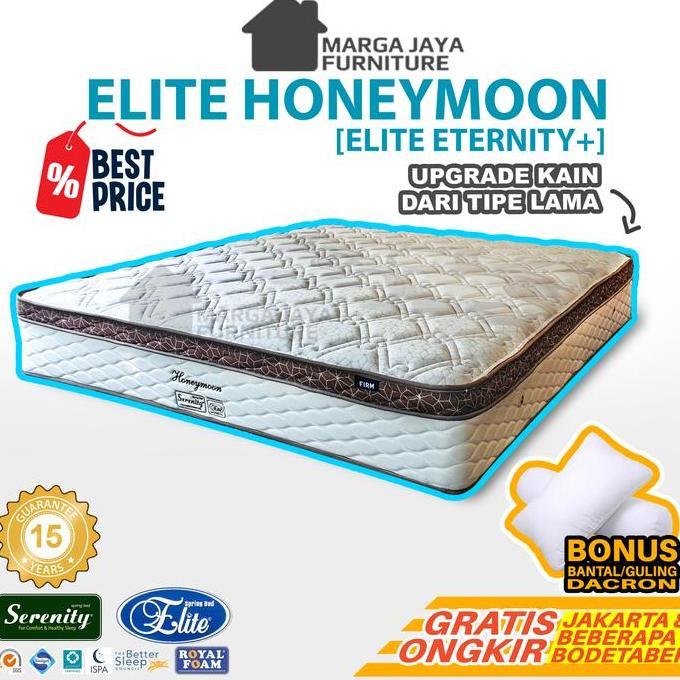Springbed Elite Serenity Eternity Honeymoon Pillowtop Plushtop 100% Original Ori Kasur Pillow Top