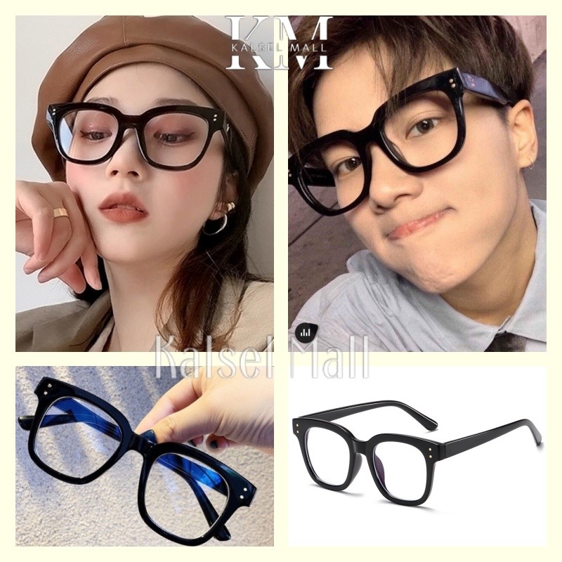 Kacamata Frame Anti Radiasi Metal Gaya Retro Model Retro Vintage Kotak Persegi Poligonal Horn Untuk 