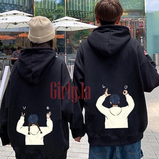 AV13 >> Switer couple pria wanita Love / hoodie couple Love pasangan cewe cowo kekinian hoodie coupl