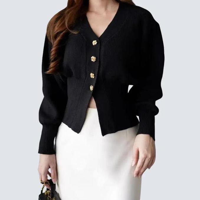 AV1 >> adzkiaa_kariza cardigan outher / atasan rajut wanita / outer wanita Kardigan Knitwear Crop To