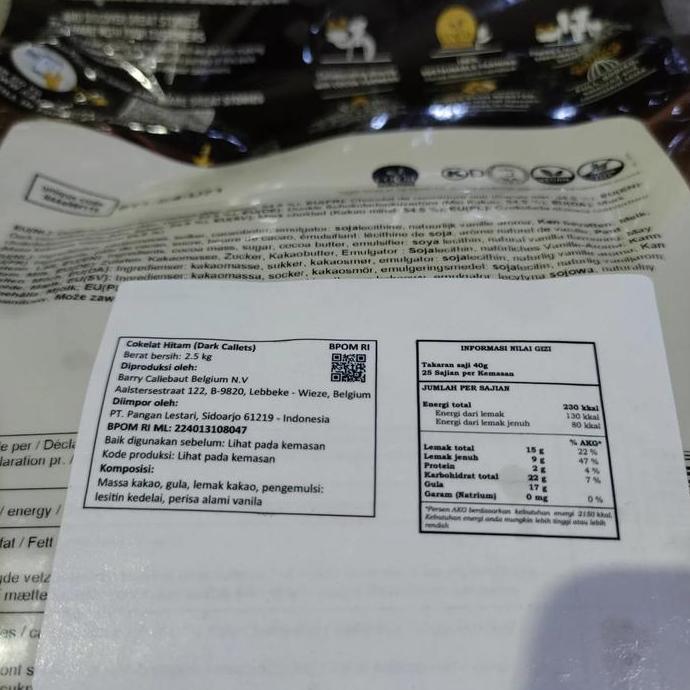 Diskon Callebaut 811 Dark Chocolate 54.5 % - 500 Gr