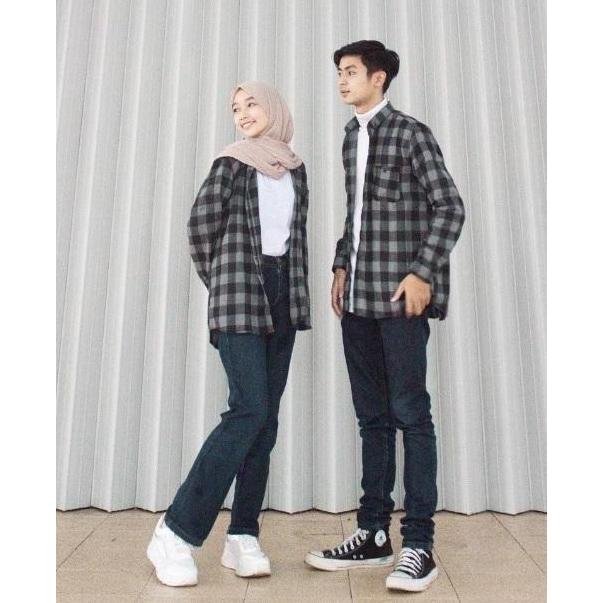 AI218 >> Kemeja COUPLE Pria Wanita // Kemeja Flannel Kotak Lengan Panjang // Original Kemeja flanel 